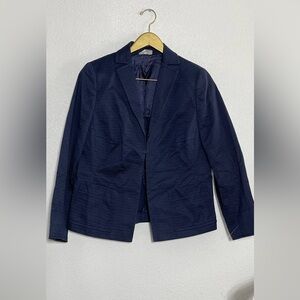 Akris Punto Blue Boxy Notched Collar Blazer